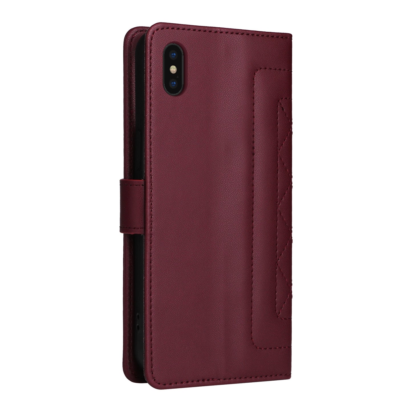 iPhone XS Max Diamond Lattice Leather Flip Phone Case - Durable and Convenient Holder with Precision Cutouts