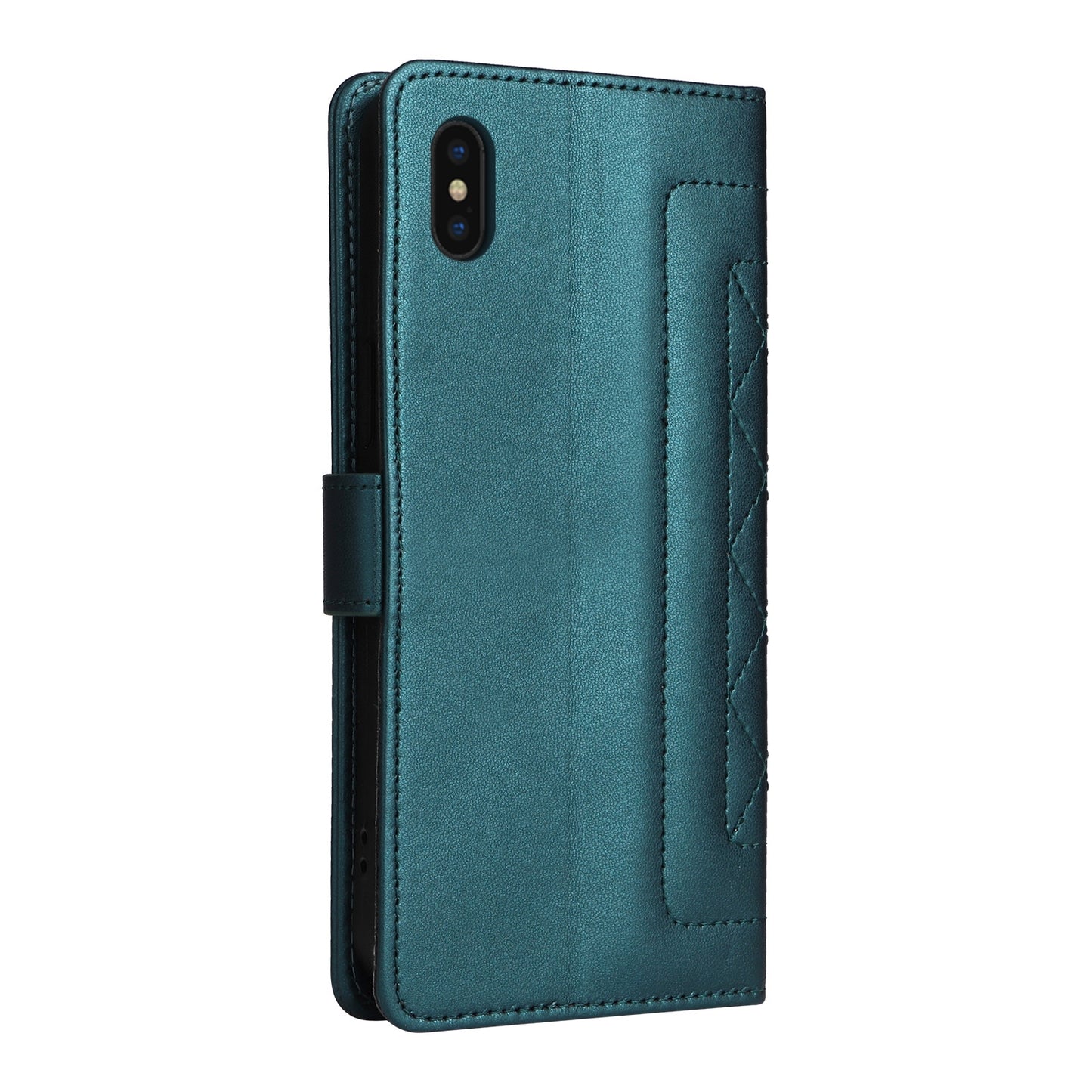 iPhone XS Max Diamond Lattice Leather Flip Phone Case - Durable and Convenient Holder with Precision Cutouts