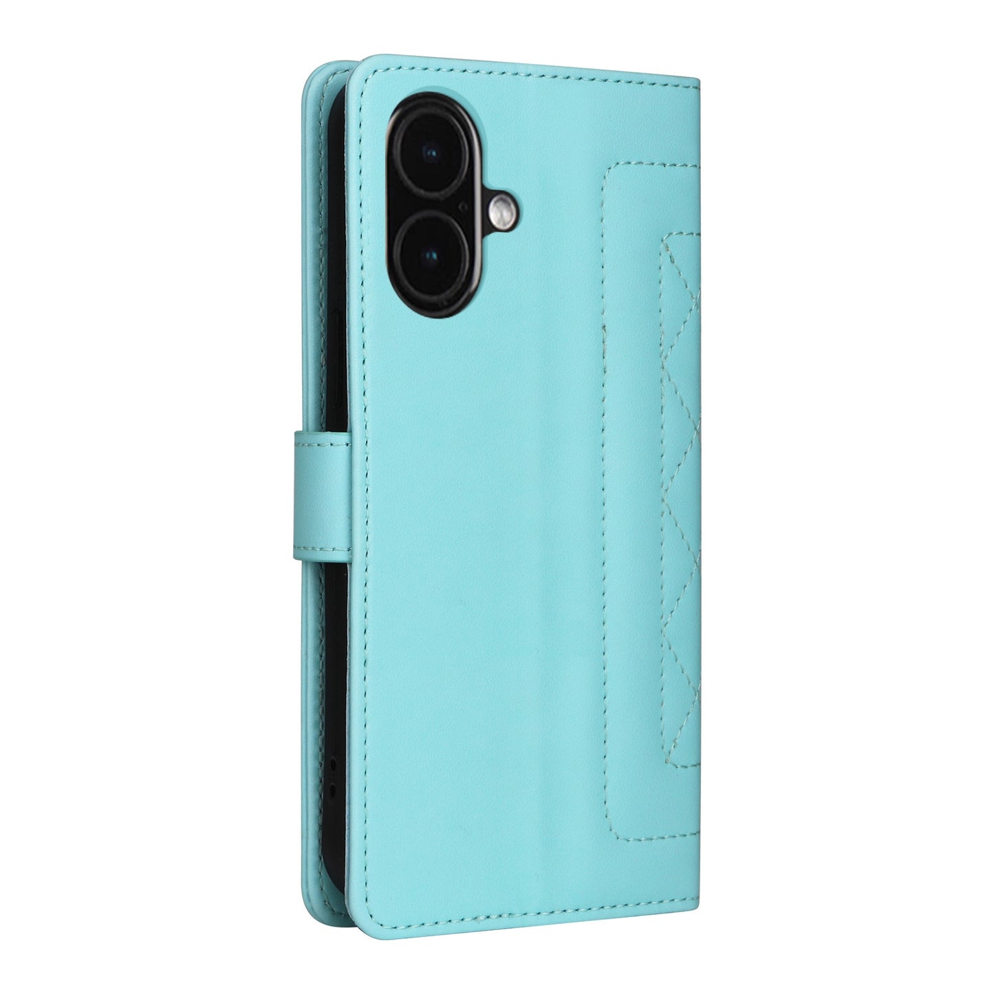iPhone 16 Plus Diamond Lattice Leather Flip Phone Case - Durable and Convenient Holder with Precision Cutouts