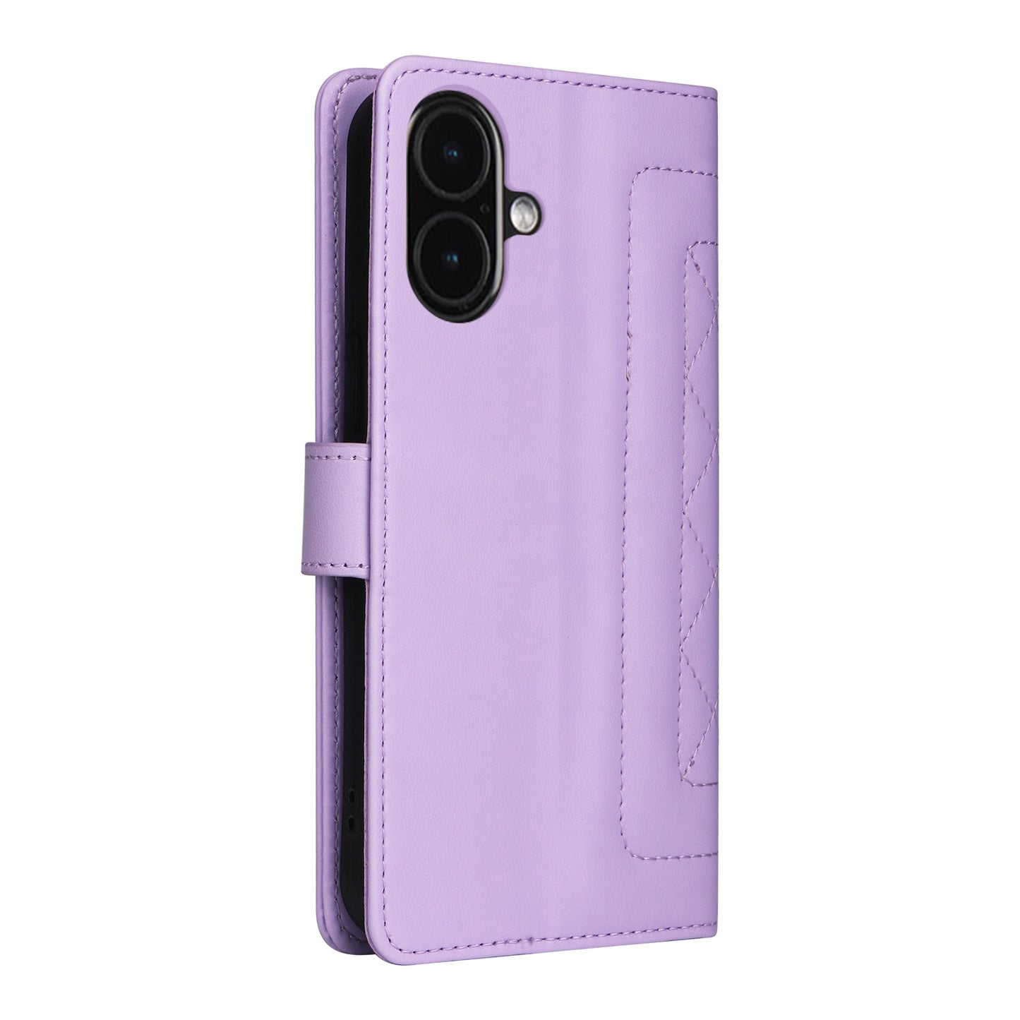iPhone 16 Plus Diamond Lattice Leather Flip Phone Case - Durable and Convenient Holder with Precision Cutouts