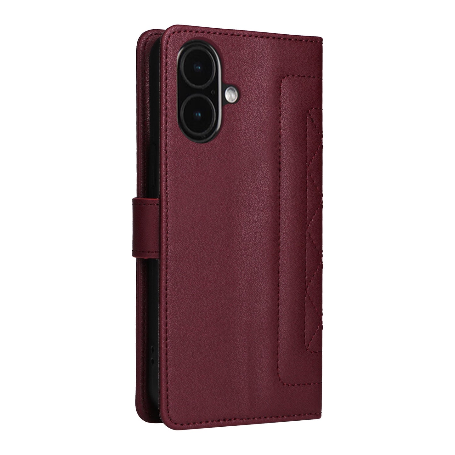 iPhone 16 Plus Diamond Lattice Leather Flip Phone Case - Durable and Convenient Holder with Precision Cutouts