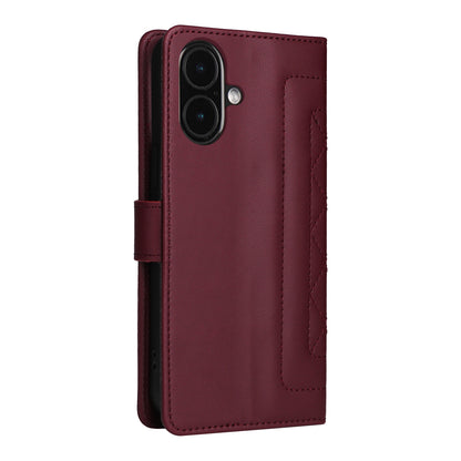 iPhone 16 Plus Diamond Lattice Leather Flip Phone Case - Durable and Convenient Holder with Precision Cutouts