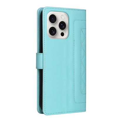 iPhone 16 Pro Diamond Lattice Leather Flip Phone Case - Durable and Convenient Holder with Precision Cutouts
