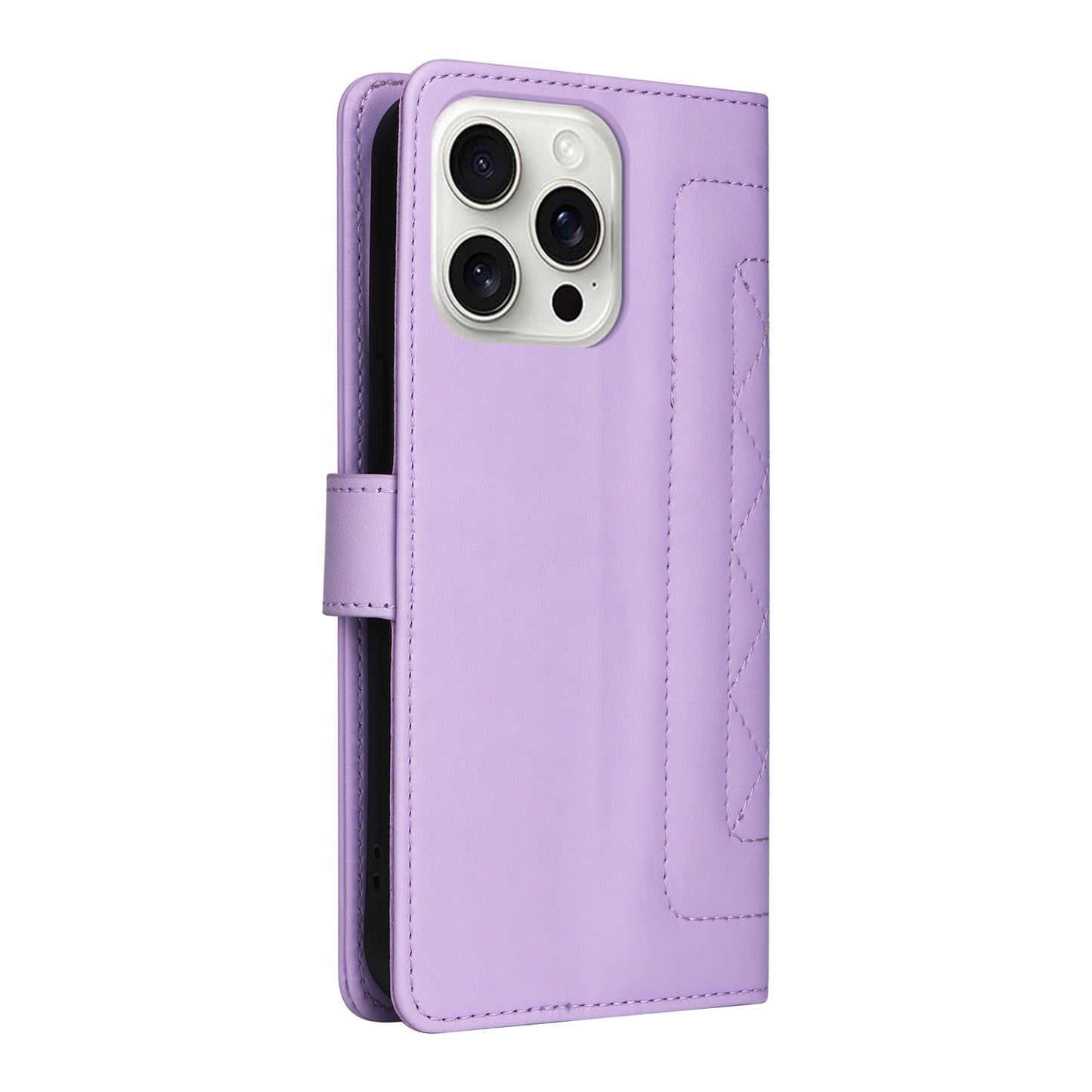 iPhone 16 Pro Diamond Lattice Leather Flip Phone Case - Durable and Convenient Holder with Precision Cutouts