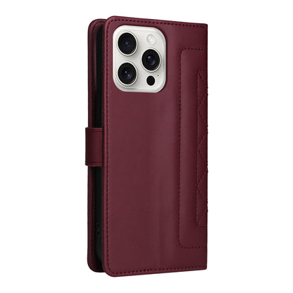 iPhone 16 Pro Diamond Lattice Leather Flip Phone Case - Durable and Convenient Holder with Precision Cutouts