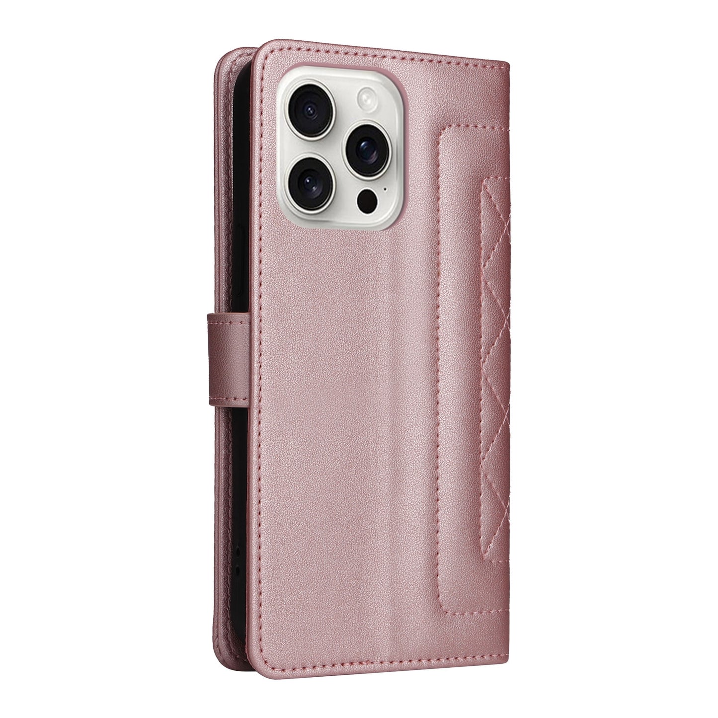 iPhone 16 Pro Max Diamond Lattice Leather Flip Phone Case - Durable and Convenient Holder with Precision Cutouts