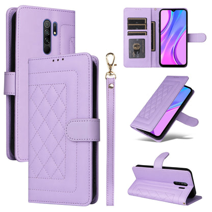 Xiaomi Redmi 9 Diamond Lattice Leather Flip Phone Case - Durable and Convenient Holder with Precision Cutouts