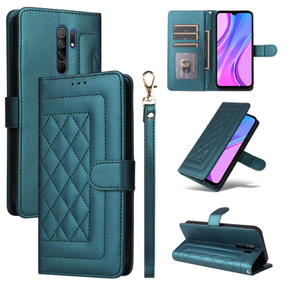 Xiaomi Redmi 9 Diamond Lattice Leather Flip Phone Case - Durable and Convenient Holder with Precision Cutouts