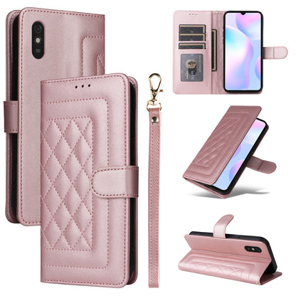 Xiaomi Redmi 9a Diamond Lattice Leather Flip Phone Case - Durable and Convenient Holder with Precision Cutouts