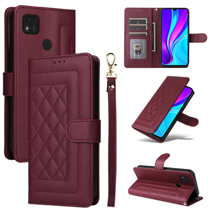 Xiaomi Redmi 9C Diamond Lattice Leather Flip Phone Case - Durable and Convenient Holder with Precision Cutouts