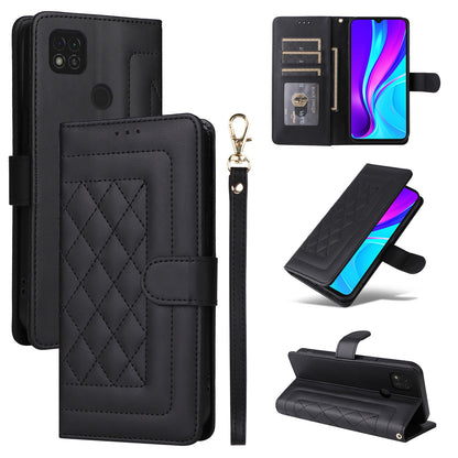 Xiaomi Redmi 9C Diamond Lattice Leather Flip Phone Case - Durable and Convenient Holder with Precision Cutouts