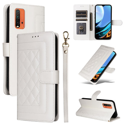 Xiaomi Redmi 9T Diamond Lattice Leather Flip Phone Case - Durable and Convenient Holder with Precision Cutouts
