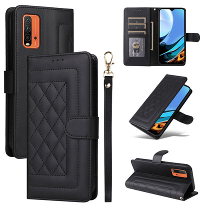 Xiaomi Redmi 9T Diamond Lattice Leather Flip Phone Case - Durable and Convenient Holder with Precision Cutouts