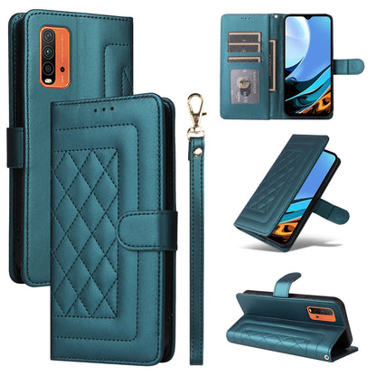 Xiaomi Redmi 9T Diamond Lattice Leather Flip Phone Case - Durable and Convenient Holder with Precision Cutouts