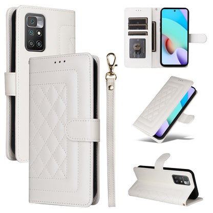 Xiaomi Redmi 10 Diamond Lattice Leather Flip Phone Case - Durable and Convenient Holder with Precision Cutouts