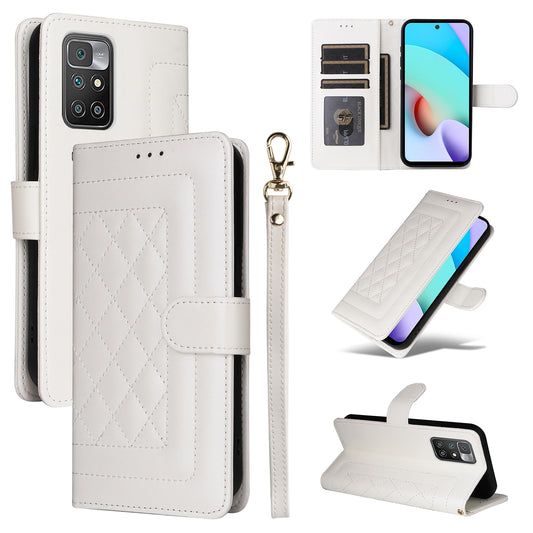 Xiaomi Redmi 10 Diamond Lattice Leather Flip Phone Case - Durable and Convenient Holder with Precision Cutouts
