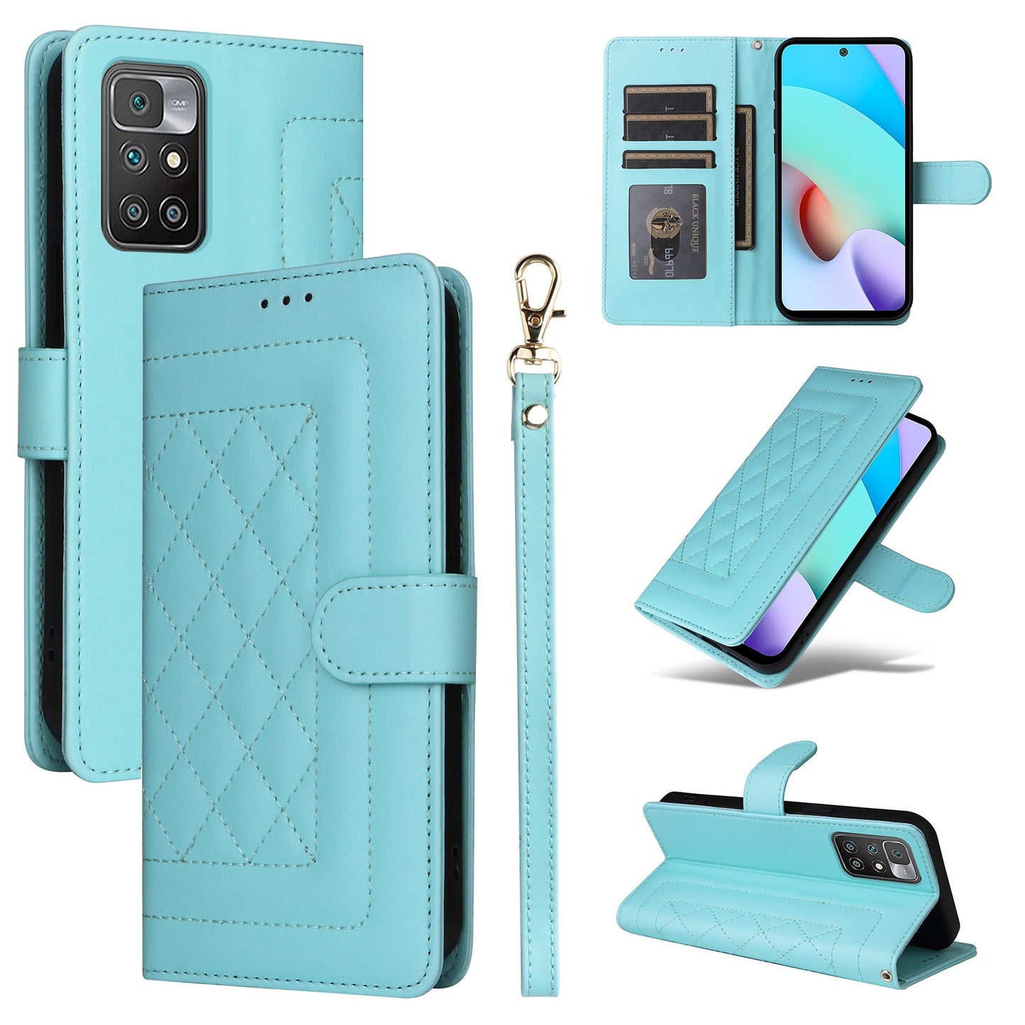 Xiaomi Redmi 10 Diamond Lattice Leather Flip Phone Case - Durable and Convenient Holder with Precision Cutouts