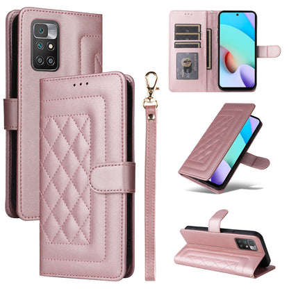Xiaomi Redmi 10 Diamond Lattice Leather Flip Phone Case - Durable and Convenient Holder with Precision Cutouts