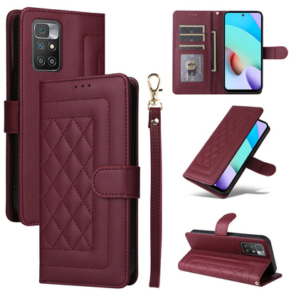 Xiaomi Redmi 10 Diamond Lattice Leather Flip Phone Case - Durable and Convenient Holder with Precision Cutouts