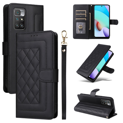 Xiaomi Redmi 10 Diamond Lattice Leather Flip Phone Case - Durable and Convenient Holder with Precision Cutouts