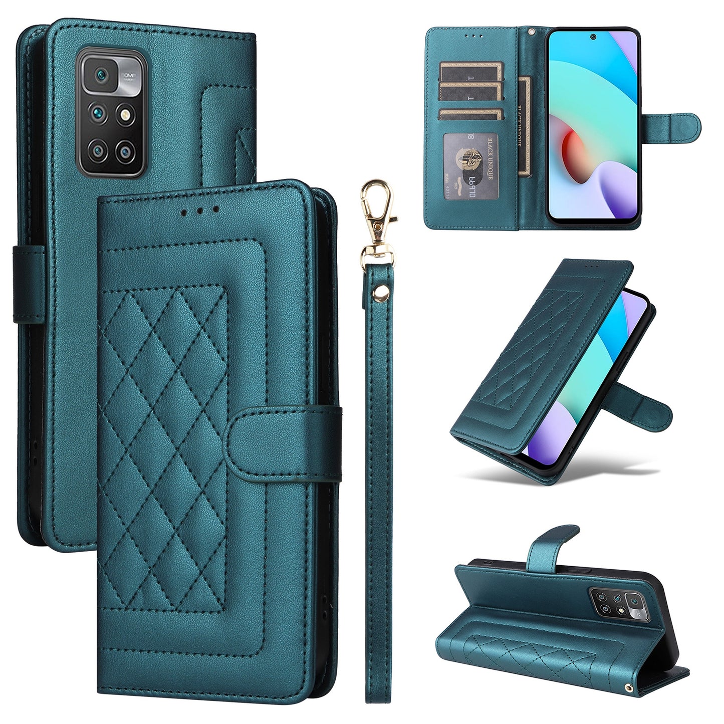 Xiaomi Redmi 10 Diamond Lattice Leather Flip Phone Case - Durable and Convenient Holder with Precision Cutouts