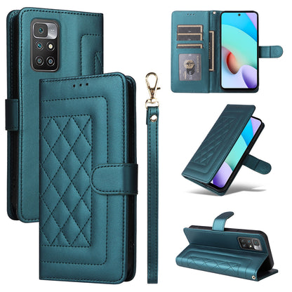 Xiaomi Redmi 10 Diamond Lattice Leather Flip Phone Case - Durable and Convenient Holder with Precision Cutouts