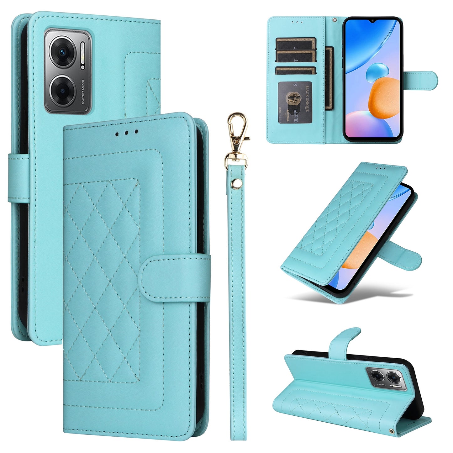 Xiaomi Redmi 10 5G Diamond Lattice Leather Flip Phone Case - Durable and Convenient Holder with Precision Cutouts