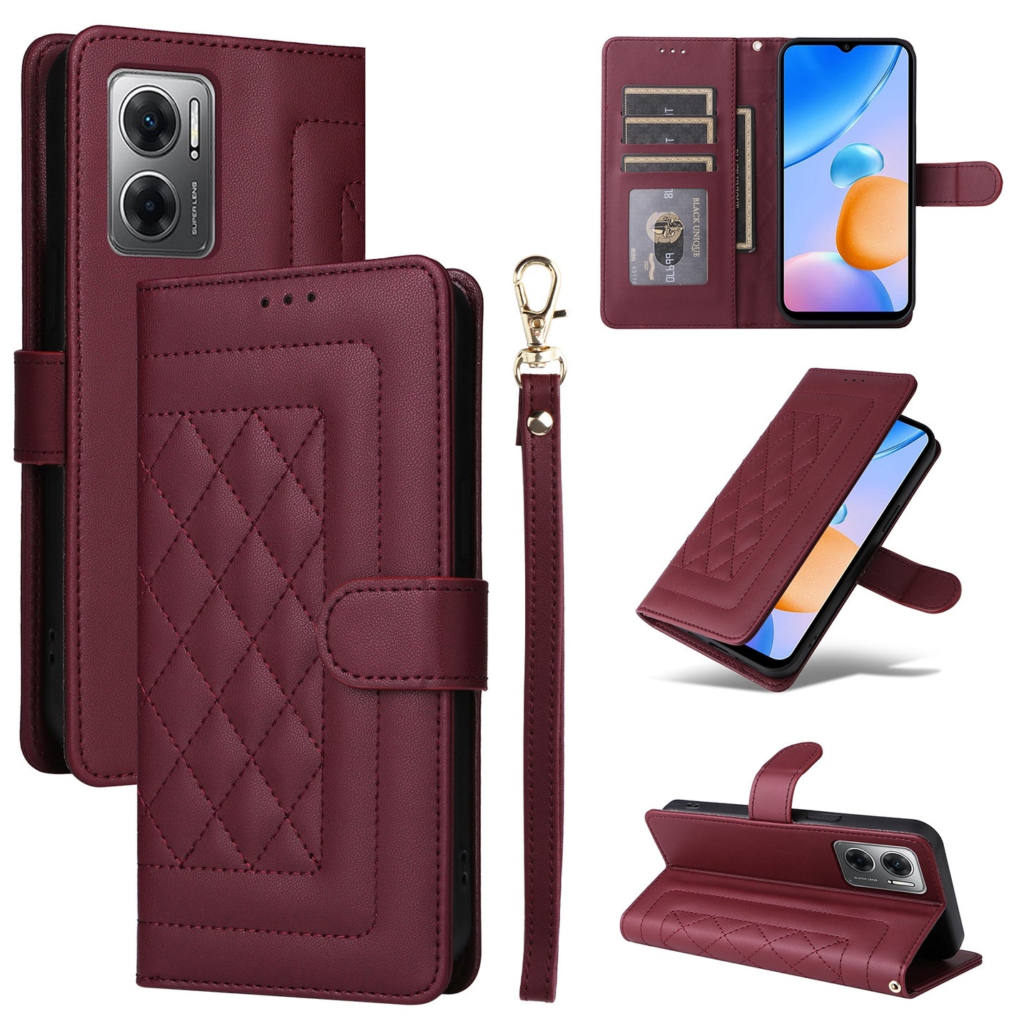 Xiaomi Redmi 10 5G Diamond Lattice Leather Flip Phone Case - Durable and Convenient Holder with Precision Cutouts
