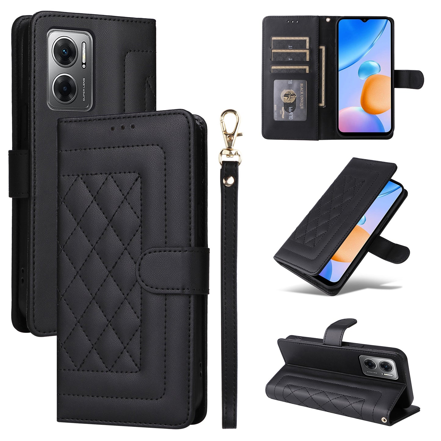 Xiaomi Redmi 10 5G Diamond Lattice Leather Flip Phone Case - Durable and Convenient Holder with Precision Cutouts