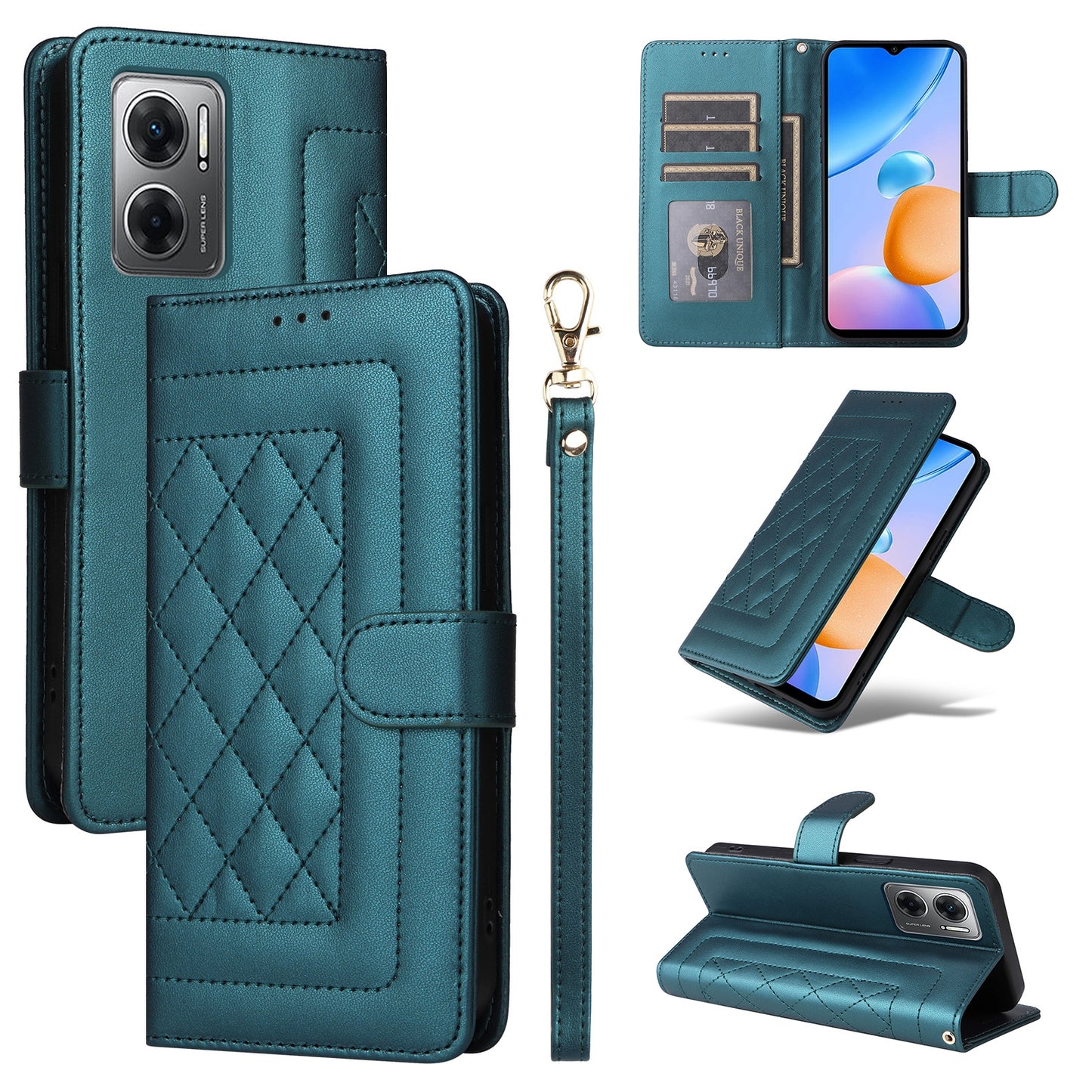 Xiaomi Redmi 10 5G Diamond Lattice Leather Flip Phone Case - Durable and Convenient Holder with Precision Cutouts