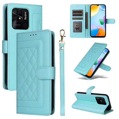 Xiaomi Redmi 10C Diamond Lattice Leather Flip Phone Case - Durable and Convenient Holder with Precision Cutouts