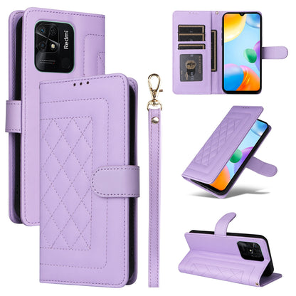 Xiaomi Redmi 10C Diamond Lattice Leather Flip Phone Case - Durable and Convenient Holder with Precision Cutouts