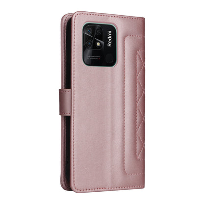 Xiaomi Redmi 10C Diamond Lattice Leather Flip Phone Case - Durable and Convenient Holder with Precision Cutouts