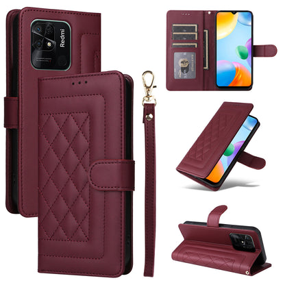 Xiaomi Redmi 10C Diamond Lattice Leather Flip Phone Case - Durable and Convenient Holder with Precision Cutouts