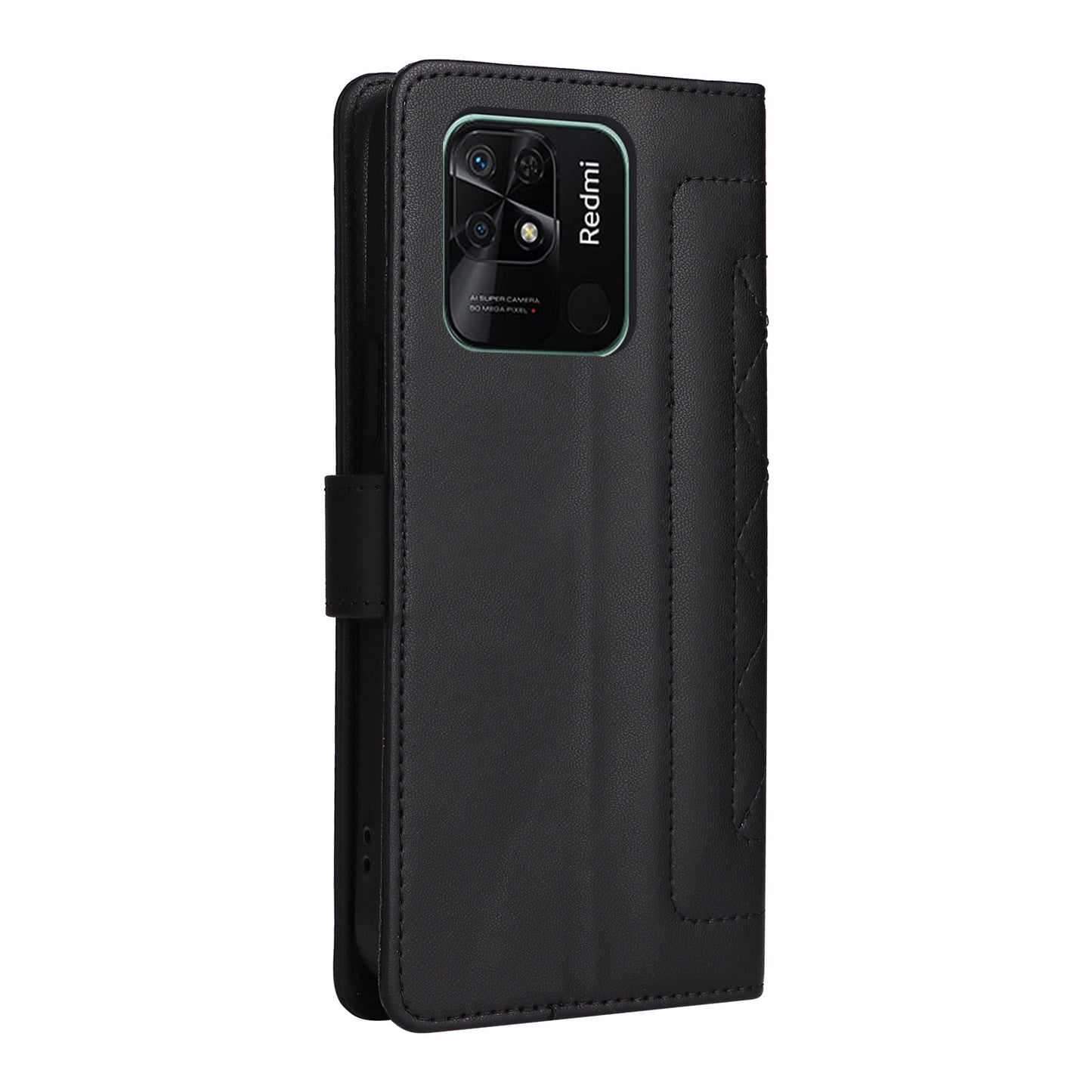 Xiaomi Redmi 10C Diamond Lattice Leather Flip Phone Case - Durable and Convenient Holder with Precision Cutouts