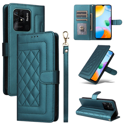 Xiaomi Redmi 10C Diamond Lattice Leather Flip Phone Case - Durable and Convenient Holder with Precision Cutouts