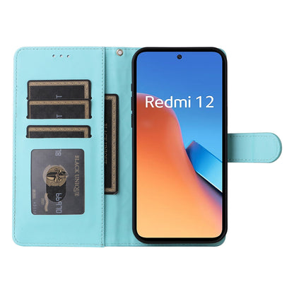 Xiaomi Redmi 12 4G Diamond Lattice Leather Flip Phone Case - Durable and Convenient Holder with Precision Cutouts