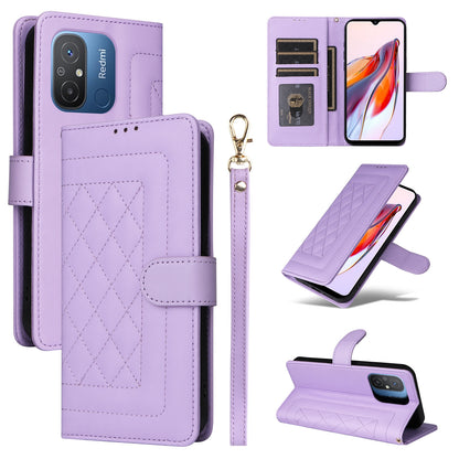 Xiaomi Redmi 12C Diamond Lattice Leather Flip Phone Case - Durable and Convenient Holder with Precision Cutouts