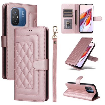 Xiaomi Redmi 12C Diamond Lattice Leather Flip Phone Case - Durable and Convenient Holder with Precision Cutouts