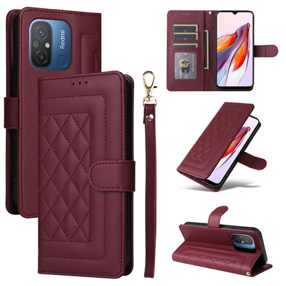 Xiaomi Redmi 12C Diamond Lattice Leather Flip Phone Case - Durable and Convenient Holder with Precision Cutouts