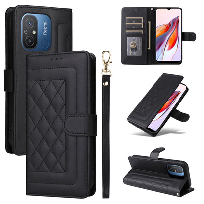 Xiaomi Redmi 12C Diamond Lattice Leather Flip Phone Case - Durable and Convenient Holder with Precision Cutouts