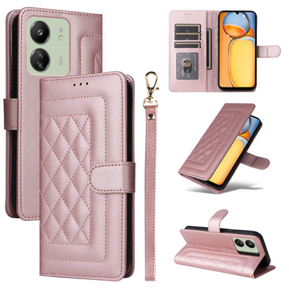 Xiaomi Redmi 13C Diamond Lattice Leather Flip Phone Case - Durable and Convenient Holder with Precision Cutouts