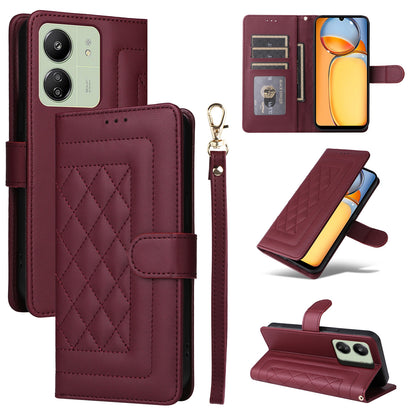 Xiaomi Redmi 13C Diamond Lattice Leather Flip Phone Case - Durable and Convenient Holder with Precision Cutouts