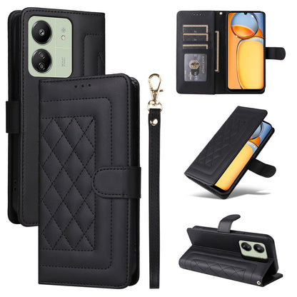Xiaomi Redmi 13C Diamond Lattice Leather Flip Phone Case - Durable and Convenient Holder with Precision Cutouts