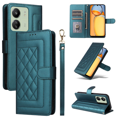 Xiaomi Redmi 13C Diamond Lattice Leather Flip Phone Case - Durable and Convenient Holder with Precision Cutouts