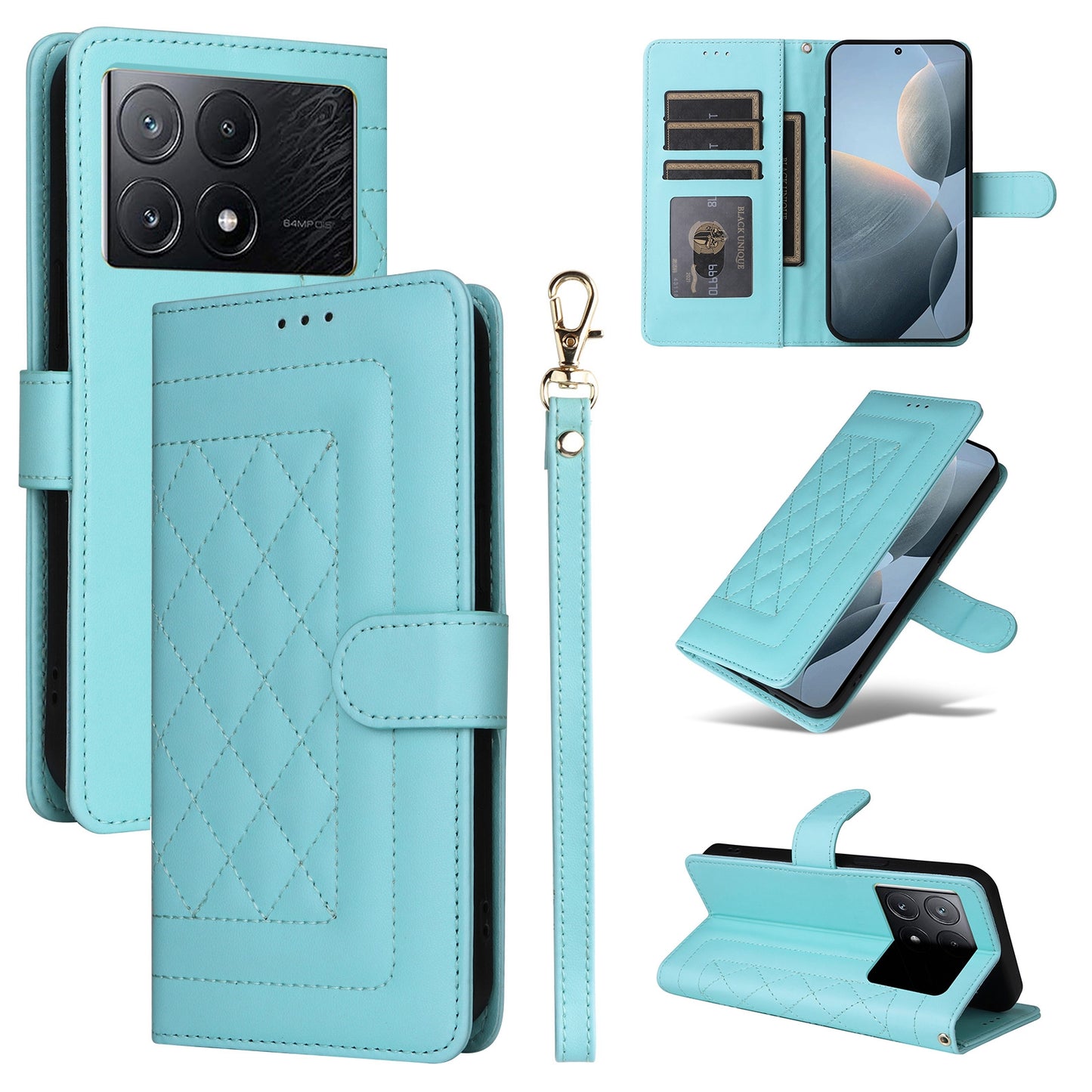 Xiaomi Redmi K70E Diamond Lattice Leather Flip Phone Case - Durable and Convenient Holder with Precision Cutouts