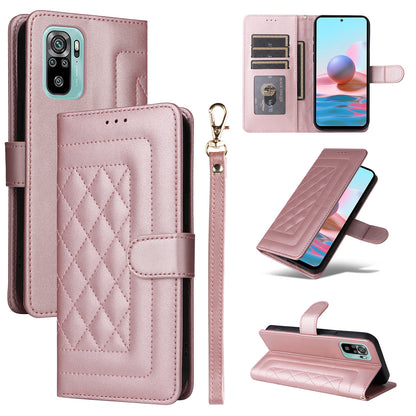 Xiaomi Redmi Note 10 Diamond Lattice Leather Flip Phone Case - Durable and Convenient Holder with Precision Cutouts