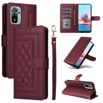 Xiaomi Redmi Note 10 Diamond Lattice Leather Flip Phone Case - Durable and Convenient Holder with Precision Cutouts