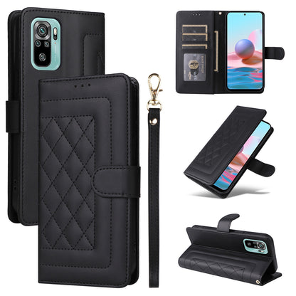 Xiaomi Redmi Note 10 Diamond Lattice Leather Flip Phone Case - Durable and Convenient Holder with Precision Cutouts