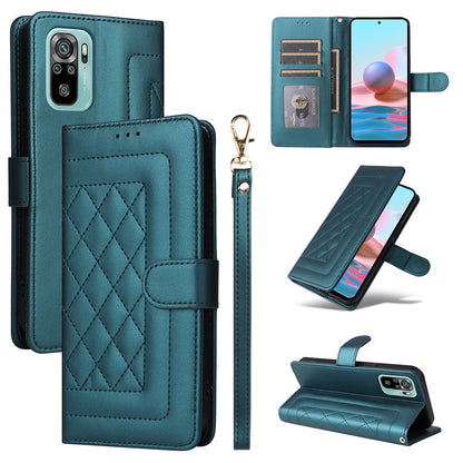 Xiaomi Redmi Note 10 Diamond Lattice Leather Flip Phone Case - Durable and Convenient Holder with Precision Cutouts